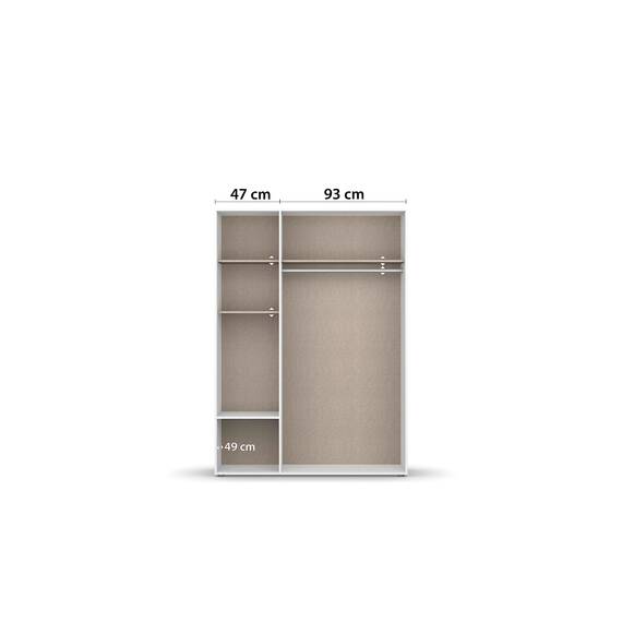 Rauch Möbel Voyager, Kleiderschrank für Schlafzimmer, Kinderzimmer, Babyzimmer, Jugendzimmer, Flur, 3-türig, 2 Schubladen, mit Zubehör Basic, Farbe Grau metallic, Schwarz, Breite 140cm