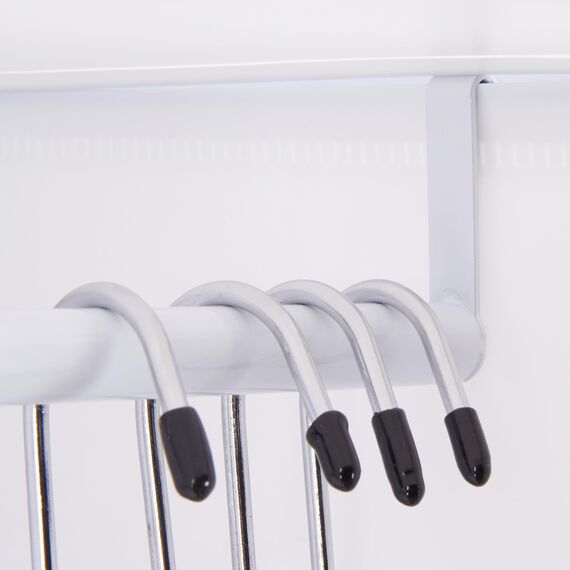 Relaxdays Kleiderschrank Stecksystem mit 2 Kleiderstangen, Garderobe mit 14 Fächer, Kunststoff Regalsystem, weiß