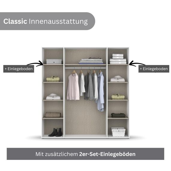 Rauch Möbel Voyager, Kleiderschrank für Schlafzimmer, Kinderzimmer, Jugendzimmer, Flur, 4-türig, mit Zubehör Classic, Farbe Eiche Artisan, Holz/Weiß, Breite 187cm
