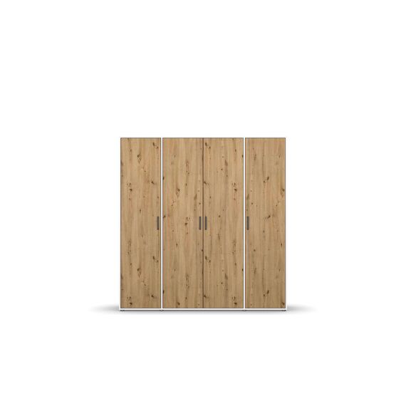 Rauch Möbel Voyager, Kleiderschrank für Schlafzimmer, Kinderzimmer, Jugendzimmer, Flur, 4-türig, mit Zubehör Classic, Farbe Eiche Artisan, Holz/Weiß, Breite 187cm