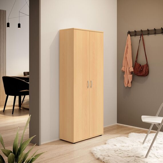 TALENT 3 Schuhschrank hoch, Buche Optik - Vielseitiger Mehrzweckschrank mit verstellbaren Einlegeböden - 70 x 176 x 35 cm (B/H/T)