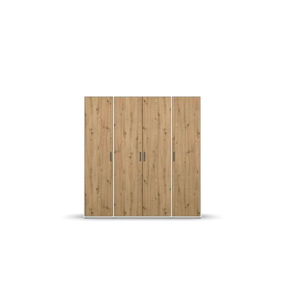 Rauch Möbel Voyager, Kleiderschrank für Schlafzimmer, Kinderzimmer, Jugendzimmer, Flur, 4-türig, mit Zubehör Premium, Farbe Eiche Artisan, Holz/Weiß, Breite 187cm