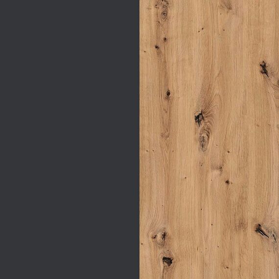 Rauch Möbel Voyager, Kleiderschrank für Schlafzimmer, Kinderzimmer, Babyzimmer, Flur, 3-türig, 2 Schubladen, mit Zubehör Basic, Farbe Grau metallic, Schwarz/Eiche Artisan, Holz, Breite 140cm
