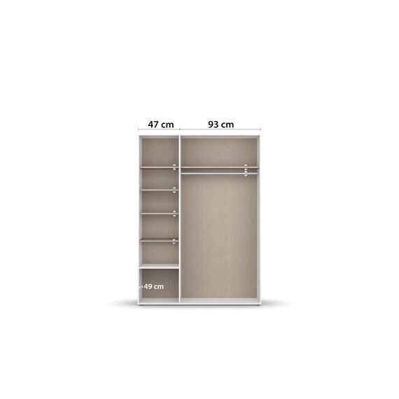 Rauch Möbel Voyager, Kleiderschrank für Schlafzimmer, Kinderzimmer, Jugendzimmer, Flur, 3-türig, 2 Schubladen, mit Zubehör Classic, Farbe Grau metallic, Schwarz/Eiche Artisan, Holz, Breite 140cm