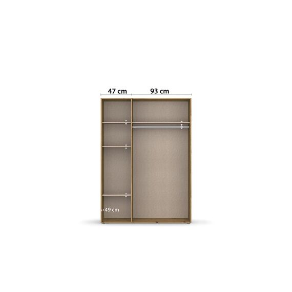 Rauch Möbel Voyager, Kleiderschrank für Schlafzimmer, Kinderzimmer, Babyzimmer, Jugendzimmer, Flur, 3-türig, mit Zubehör Basic, Farbe Grau metallic, Schwarz/Eiche Artisan, Holz, Breite 140cm