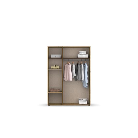 Rauch Möbel Voyager, Kleiderschrank für Schlafzimmer, Kinderzimmer, Babyzimmer, Flur, 3-türig, 2 Schubladen, mit Zubehör Basic, Farbe Grau metallic, Schwarz/Eiche Artisan, Holz, Breite 140cm