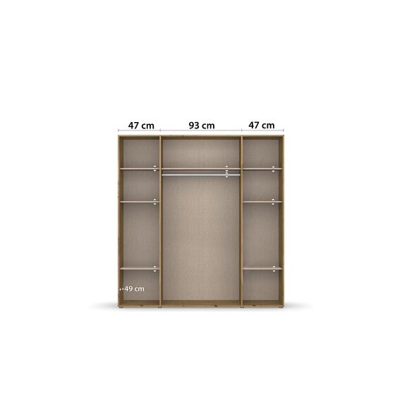 Rauch Möbel Voyager, Kleiderschrank für Schlafzimmer, Kinderzimmer, Babyzimmer, Jugendzimmer, Flur, 4-türig, mit Zubehör Basic, Farbe Grau metallic, Schwarz/Eiche Artisan, Holz, Breite 187cm