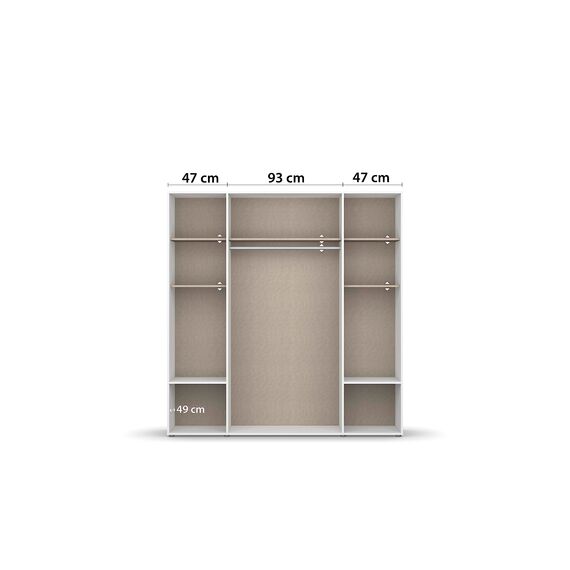 Rauch Möbel Voyager, Kleiderschrank für Schlafzimmer, Kinderzimmer, Babyzimmer, Jugendzimmer, Flur, 4-türig, 4 Schubladen, mit Zubehör Basic, Farbe Grau metallic, Schwarz, Breite 187cm