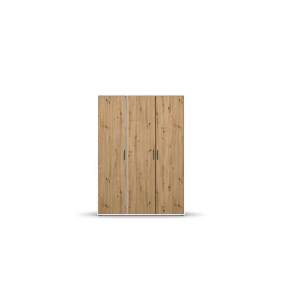Rauch Möbel Voyager, Kleiderschrank für Schlafzimmer, Kinderzimmer, Jugendzimmer, Flur, 3-türig, mit Zubehör Classic, Farbe Eiche Artisan, Holz/Weiß, Breite 140cm