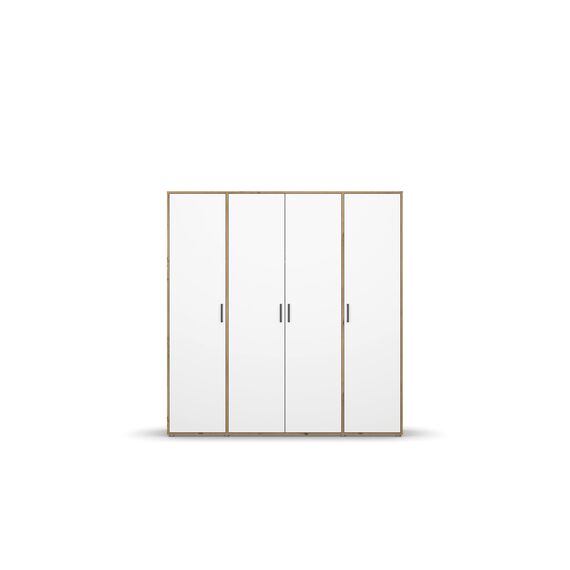 Rauch Möbel Voyager, Kleiderschrank für Schlafzimmer, Kinderzimmer, Jugendzimmer, Flur, 4-türig, mit Zubehör Premium, Farbe Weiß/Eiche Artisan, Holz, Breite 187cm