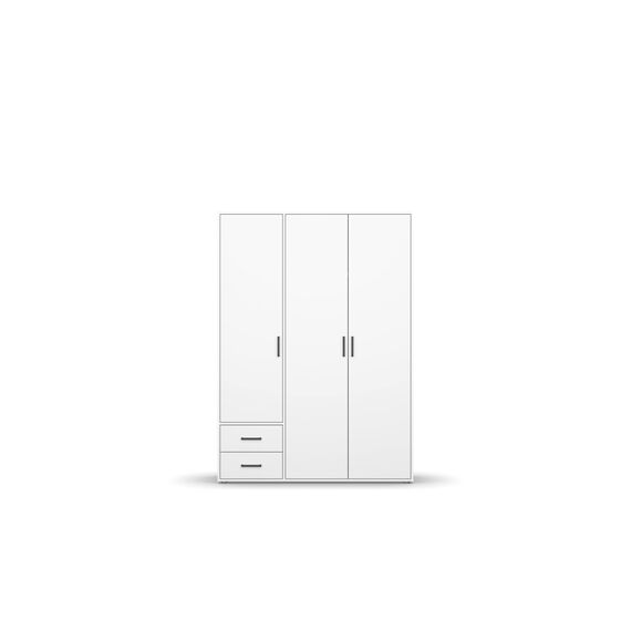 Rauch Möbel Voyager, Kleiderschrank für Schlafzimmer, Kinderzimmer, Jugendzimmer, Flur, 3-türig, 2 Schubladen, mit Zubehör Premium, Farbe Weiß, Breite 140cm