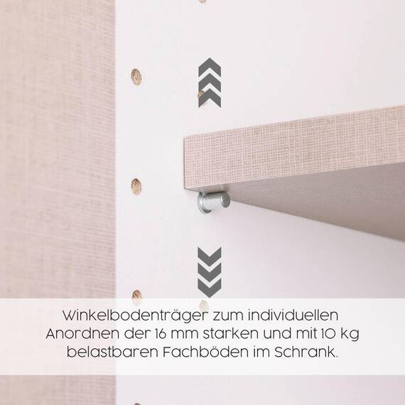 Rauch Möbel Voyager, Kleiderschrank für Schlafzimmer, Kinderzimmer, Babyzimmer, Jugendzimmer, Flur, 4-türig, 4 Schubladen, mit Zubehör Basic, Farbe Weiß/Eiche Artisan, Breite 187cm