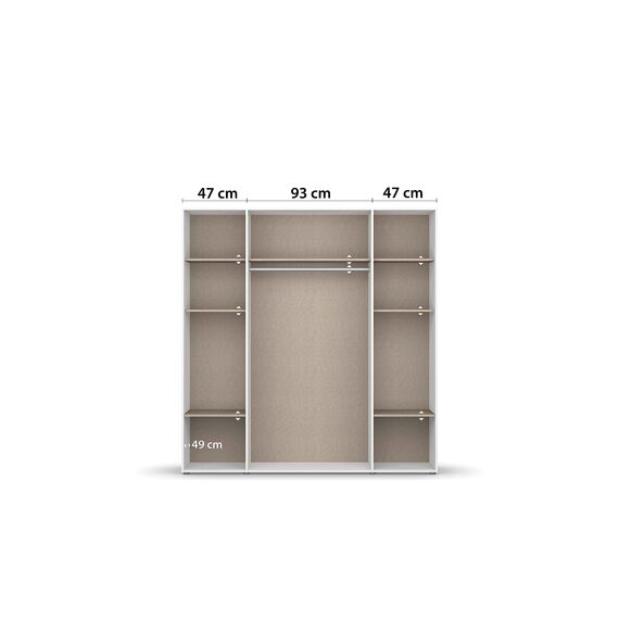 Rauch Möbel Voyager, Kleiderschrank für Schlafzimmer, Kinderzimmer, Babyzimmer, Jugendzimmer, Flur, 4-türig, mit Zubehör Basic, Farbe Gra umetallic, Schwarz/Weiß, Breite 187cm