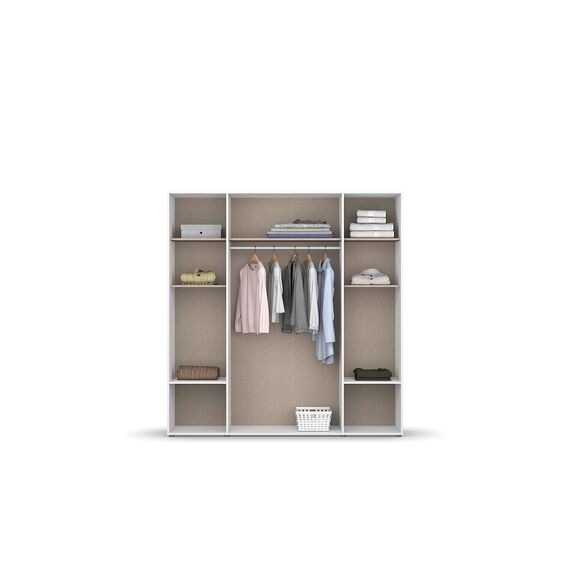 Rauch Möbel Voyager, Kleiderschrank für Schlafzimmer, Kinderzimmer, Babyzimmer, Jugendzimmer, Flur, 4-türig, 4 Schubladen, mit Zubehör Basic, Farbe Weiß, Breite 187cm