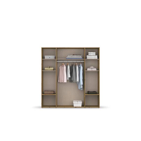 Rauch Möbel Voyager, Kleiderschrank für Schlafzimmer, Kinderzimmer, Babyzimmer, Jugendzimmer, Flur, 4-türig, 4 Schubladen, mit Zubehör Basic, Farbe Weiß/Eiche Artisan, Breite 187cm