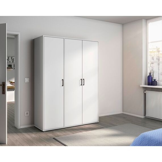 Rauch Möbel Voyager, Kleiderschrank für Schlafzimmer, Kinderzimmer, Babyzimmer, Jugendzimmer, Flur, 3-türig, mit Zubehör Basic, Farbe Weiß, Breite 140cm