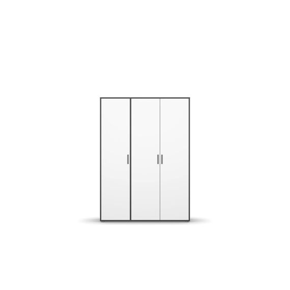 Rauch Möbel Voyager, Kleiderschrank für Schlafzimmer, Kinderzimmer, Jugendzimmer, Flur, 3-türig, mit Zubehör Premium, Farbe Weiß/Grau metallic, Schwarz, Breite 140cm