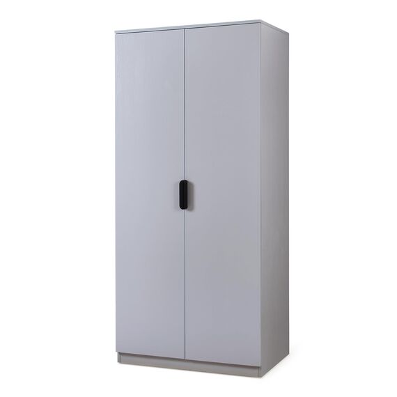 [en.casa] Kleiderschrank Eiselfing Schrank mit 2 Türen Garderobenschrank 176 x 80 x 52 cm Schlafzimmerschrank 1 Kleiderstange 1 Fach Grau