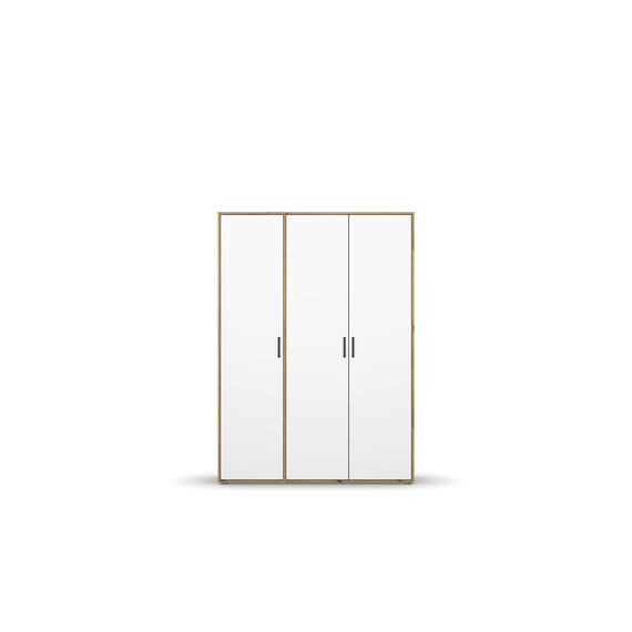 Rauch Möbel Voyager, Kleiderschrank für Schlafzimmer, Kinderzimmer, Jugendzimmer, Flur, 3-türig, mit Zubehör Classic, Farbe Weiß/Eiche Artisan, Holz, Breite 140cm