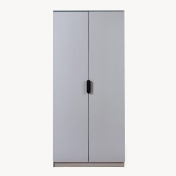 [en.casa] Kleiderschrank Eiselfing Schrank mit 2 Türen Garderobenschrank 176 x 80 x 52 cm Schlafzimmerschrank 1 Kleiderstange 1 Fach Grau