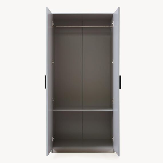 [en.casa] Kleiderschrank Eiselfing Schrank mit 2 Türen Garderobenschrank 176 x 80 x 52 cm Schlafzimmerschrank 1 Kleiderstange 1 Fach Grau