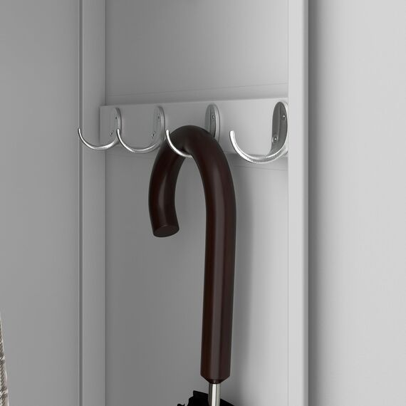 Jan Nowak Spind Schrank, Kleiderschrank, Metallschrank, Schließfachschrank | 2 Abteile mit Kleiderstange, Lüftungsschlitze, Trennwände, 4 Kleiderhaken pro Abteil | 180 cm x 60 cm x 50 cm, Grau