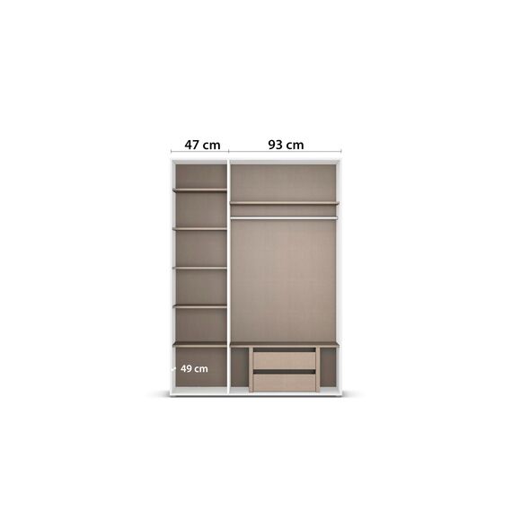 Rauch Möbel Voyager, Kleiderschrank für Schlafzimmer, Kinderzimmer, Jugendzimmer, Flur, 3-türig, mit Zubehör Premium, Farbe Weiß/Eiche Artisan, Holz, Breite 140cm