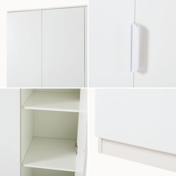 [en.casa] Kleiderschrank Eiselfing Schrank mit 3 Türen Garderobenschrank 176 x 120 x 52 cm Schlafzimmerschrank 1 Kleiderstange 4 Fächer Weiß