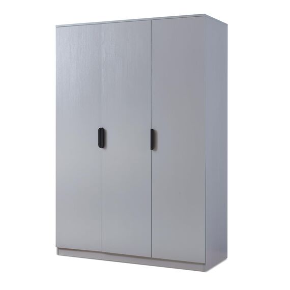 [en.casa] Kleiderschrank Eiselfing Schrank mit 3 Türen Garderobenschrank 176 x 120 x 52 cm Schlafzimmerschrank 1 Kleiderstange 4 Fächer Grau