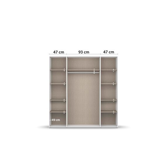 Rauch Möbel Voyager, Kleiderschrank für Schlafzimmer, Kinderzimmer, Jugendzimmer, Flur, 4-türig, mit Zubehör Classic, Farbe Weiß/Grau metallic, Schwarz, Breite 187cm
