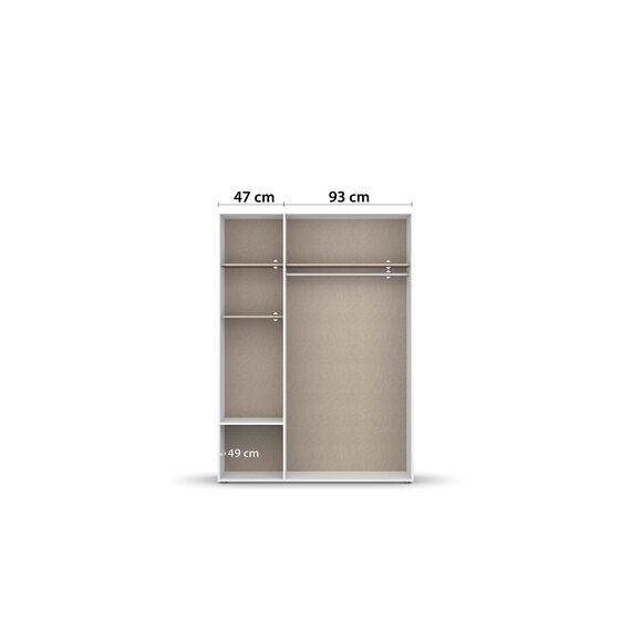 Rauch Möbel Voyager, Kleiderschrank für Schlafzimmer, Kinderzimmer, Babyzimmer, Jugendzimmer, Flur, 3-türig, 2 Schubladen, mit Zubehör Basic, Farbe Weiß/Grau metallic, Schwarz, Breite 140cm
