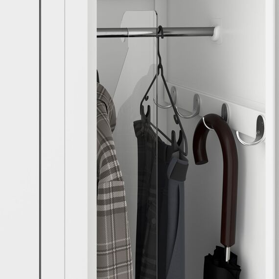 Jan Nowak Spind Schrank, Kleiderschrank, Metallschrank, Schließfachschrank | 2 Abteile mit Kleiderstange, Lüftungsschlitze, Trennwände, 4 Kleiderhaken pro Abteil | 180 cm x 60 cm x 50 cm, Weiß