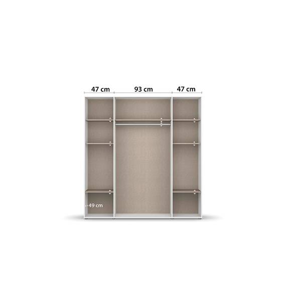 Rauch Möbel Voyager, Kleiderschrank für Schlafzimmer, Kinderzimmer, Babyzimmer, Jugendzimmer, Flur, 4-türig, mit Zubehör Basic, Farbe Weiß/Eiche Artisan, Breite 187cm