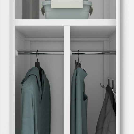 Jan Nowak Spind Schrank, Kleiderschrank, Metallschrank, Schließfachschrank | 2 Abteile mit Kleiderstange, Lüftungsschlitze, Trennwände, 4 Kleiderhaken pro Abteil | 180 cm x 80 cm x 50 cm (Weiß)