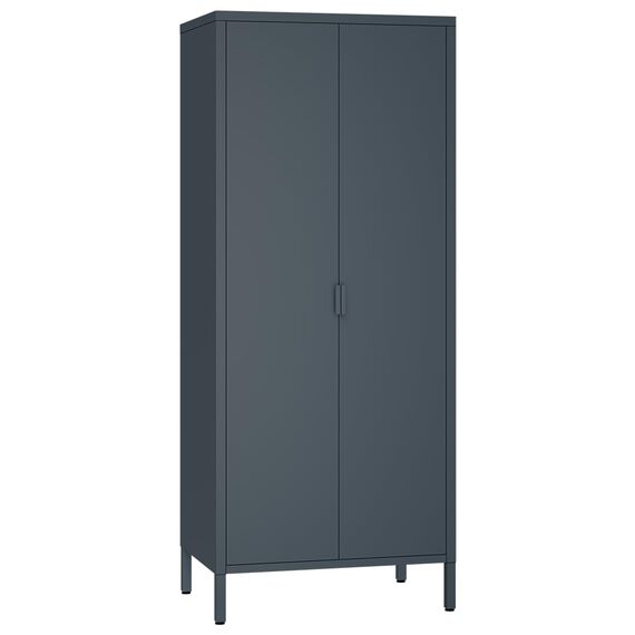 skølm Ituri Metallschrank Anthrazit – Kleiderschrank mit 6 Fächern & 2 Kleiderstangen – Garderobenschrank Flur 80 cm breit – Schlafzimmerschrank Industrial Style – Stahlschrank für Wohnzimmer & Büro