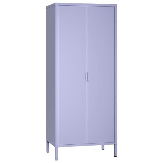 skølm Ituri Metallschrank Lila – Kleiderschrank mit 6 Fächern & 2 Kleiderstangen – Garderobenschrank Flur 80 cm breit – Schlafzimmerschrank Industrial Style – Stahlschrank für Wohnzimmer & Büro