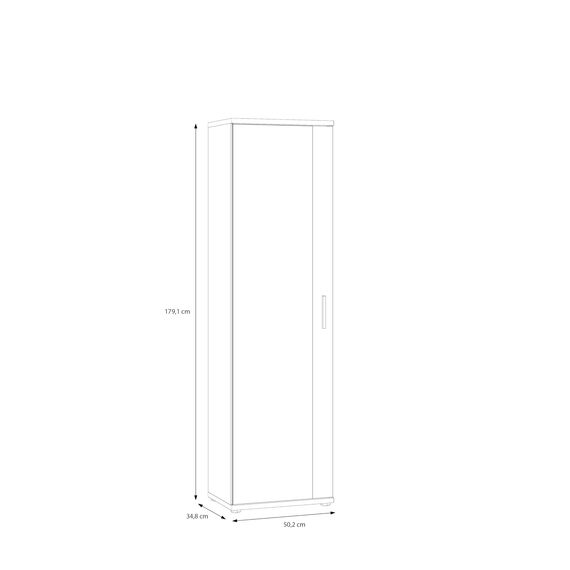 FORTE NET106 Schrank 50, Schuhschrank, Garderobenschrank, Abstellraum, Drehtürenschrank, 1-türig mit Einlegeböden, Spiegel, Holzdekor: Artisan Eiche, 50 cm breit x 180 cm hoch x 35 cm tief