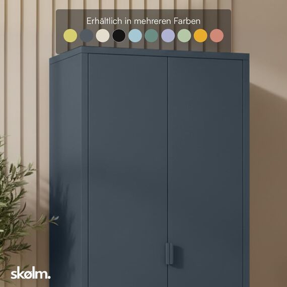 skølm Ituri Metallschrank Anthrazit – Kleiderschrank mit 6 Fächern & 2 Kleiderstangen – Garderobenschrank Flur 80 cm breit – Schlafzimmerschrank Industrial Style – Stahlschrank für Wohnzimmer & Büro