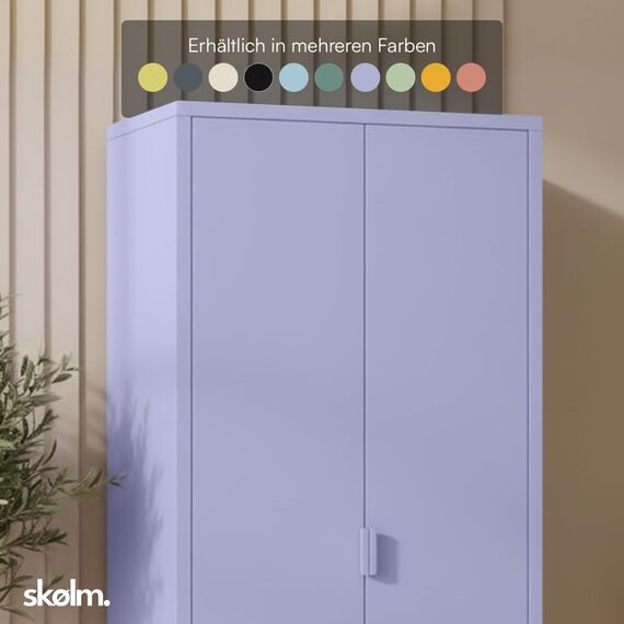skølm Ituri Metallschrank Lila – Kleiderschrank mit 6 Fächern & 2 Kleiderstangen – Garderobenschrank Flur 80 cm breit – Schlafzimmerschrank Industrial Style – Stahlschrank für Wohnzimmer & Büro