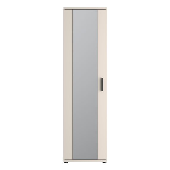 Forte NET106 Schuhschrank 50, moderner Flurschrank, 1-türig, 6 Einlegeböden, Flur, Diele, Abstellraum, Holzwerkstoff, Kaschmir|Beige, 50,2 cm breit x 179,1 cm hoch x 34,8 cm tief