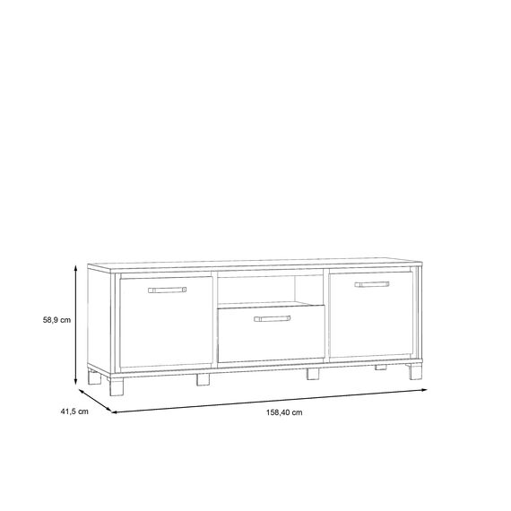 FORTE Trondheim TV-Unterschrank, Holzwerkstoff, Artisan Eiche kombiniert mit Schwarz Eiche, B x H x T: 158,4 x 58,9 x 41,5 cm