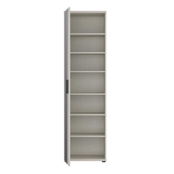 Forte NET106 Schuhschrank 50, moderner Flurschrank, 1-türig, 6 Einlegeböden, Flur, Diele, Abstellraum, Holzwerkstoff, Kaschmir|Beige, 50,2 cm breit x 179,1 cm hoch x 34,8 cm tief