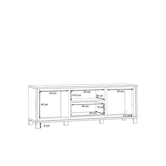 FORTE Trondheim TV-Unterschrank, Holzwerkstoff, Artisan Eiche kombiniert mit Schwarz Eiche, B x H x T: 158,4 x 58,9 x 41,5 cm