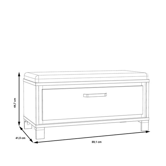 FORTE TRONDHEIM Bank mit 1 Schublade und gepolstertem Sitz, Holzwerkstoff, Artisan Eiche / Schwarzeiche, 89.1 x 44.7 x 41.5 cm