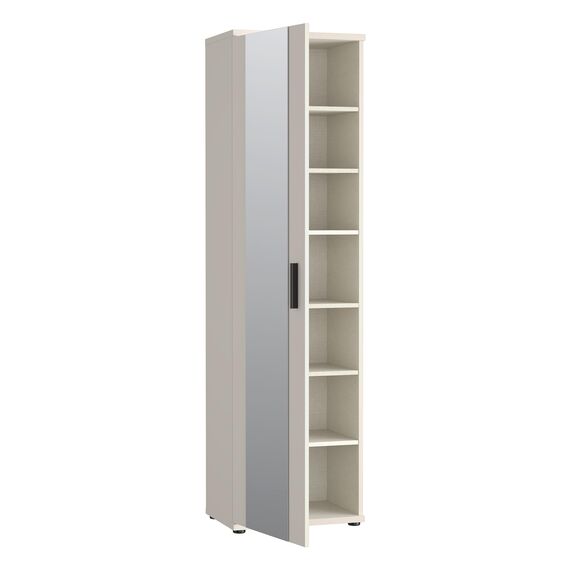 Forte NET106 Schuhschrank 50, moderner Flurschrank, 1-türig, 6 Einlegeböden, Flur, Diele, Abstellraum, Holzwerkstoff, Kaschmir|Beige, 50,2 cm breit x 179,1 cm hoch x 34,8 cm tief