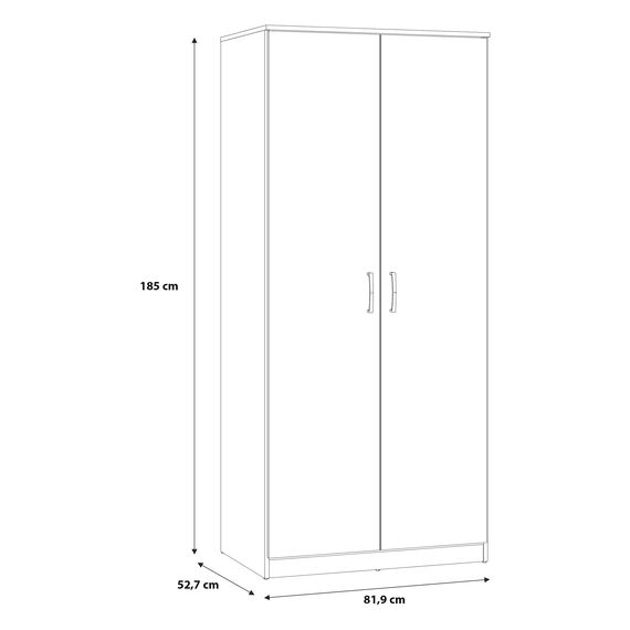 FORTE NIKO Kleiderschrank 82, Scandi Kleiderschrank mit 2 Türen, Holzwerkstoff, Artisan Eiche Dekor, 81,9 cm breit, 185 cm hoch, 52,7 cm tief