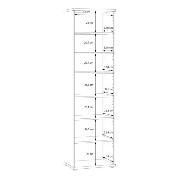 FORTE NET106 Schrank 50, Schuhschrank, Garderobenschrank, Abstellraum, Drehtürenschrank, 1-türig mit Einlegeböden, Weiß mit Spiegel, 50 cm breit x 180 cm hoch x 35 cm tief