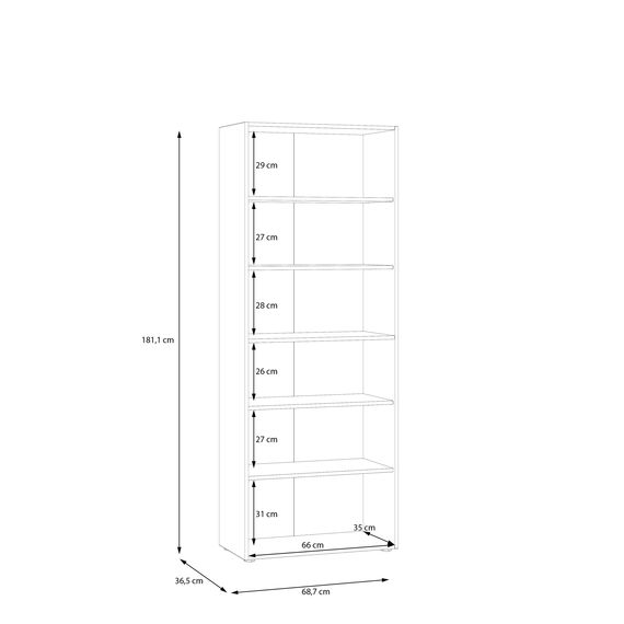 Forte NET106 Schrank 70, Schuhschrank, Garderobenschrank, Abstellraum, Drehtürenschrank, 2-türig mit Einlegeböden, Betonoptik mit Holzdekor: Artisan Eiche, 68,7 cm breit x 181,1 cm hoch x 36,5 cm tief