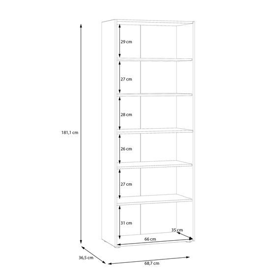 Forte NET106 Schrank 70, Schuhschrank, Garderobenschrank, Abstellraum, Drehtürenschrank, 2-türig mit Einlegeböden, Betonoptik mit Holzdekor: Artisan Eiche, 68,7 cm breit x 181,1 cm hoch x 36,5 cm tief
