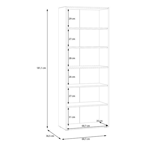 FORTE NET106 Schrank 70, Schuhschrank, Garderobenschrank, Abstellraum, Drehtürenschrank, 2-türig mit Einlegeböden, Weiß mit Holzdekor: Artisan Eiche, 69 cm breit x 179 cm hoch x 35 cm tief